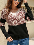 Leopard Long Sleeve Sweater - Trendsi - Flyclothing LLC