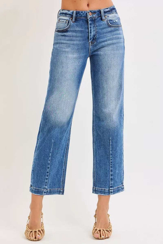RISEN High Rise Crop Boyfriend Tapered Jeans - Trendsi - Flyclothing LLC