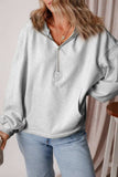 Pocketed Half Zip Dropped Shoulder Hoodie - Trendsi - Flyclothing LLC
