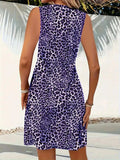 Leopard V-Neck Sleeveless Mini Dress - Trendsi - Flyclothing LLC
