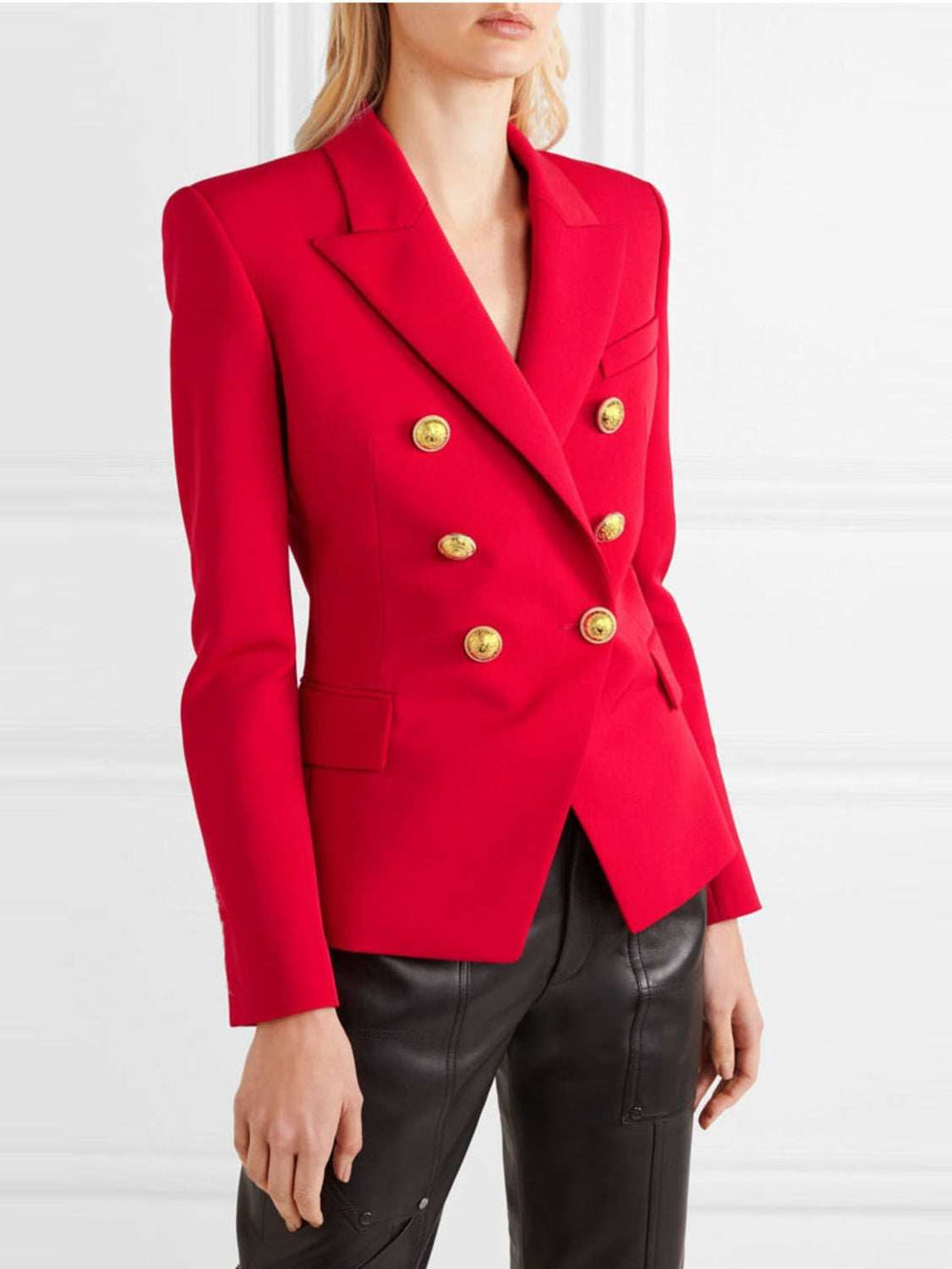 Lapel Collar Long Sleeve Blazer - Trendsi - Flyclothing LLC
