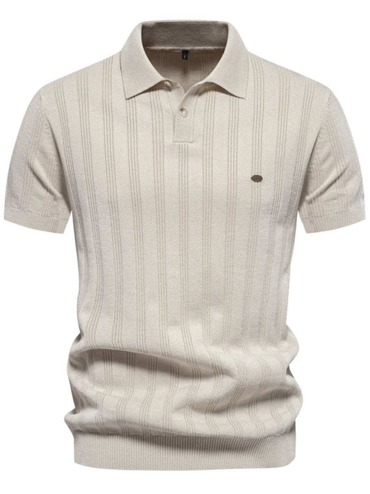Men's Collared Neck Short Sleeve Knit Polo - Trendsi - Flyclothing LLC