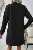 Textured Round Neck Long Sleeve Mini Dress - Trendsi - Flyclothing LLC