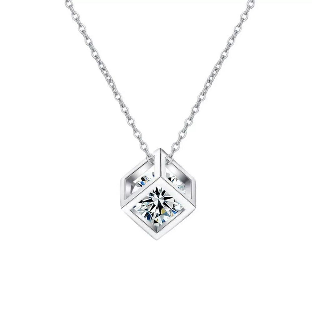 925 Sterling Silver Moissanite Pendant Necklace - Trendsi - Flyclothing LLC