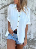 Full Size Collared Neck Half Sleeve Shirt Plus Size - Trendsi - Flyclothing LLC