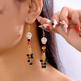 Halloween Skull Beaded Drop Earrings - Trendsi - Flyclothing LLC