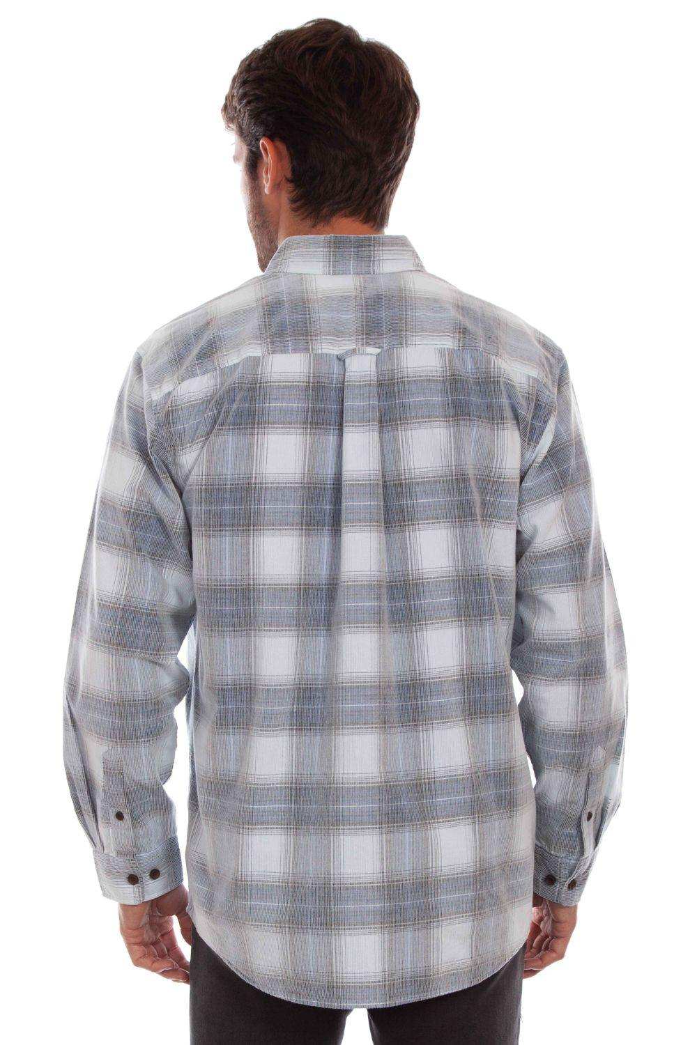 Scully Leather Farthest Point Blue-Gray Corduroy Plaid Shirt - Scully Leather - Flyclothing LLC