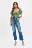 RISEN Tummy Control High Rise Crop Straight Jeans - Trendsi - Flyclothing LLC