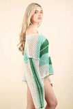 VERY J Color Block Oversized Summer Knit Cover Up - Trendsi - Flyclothing LLC