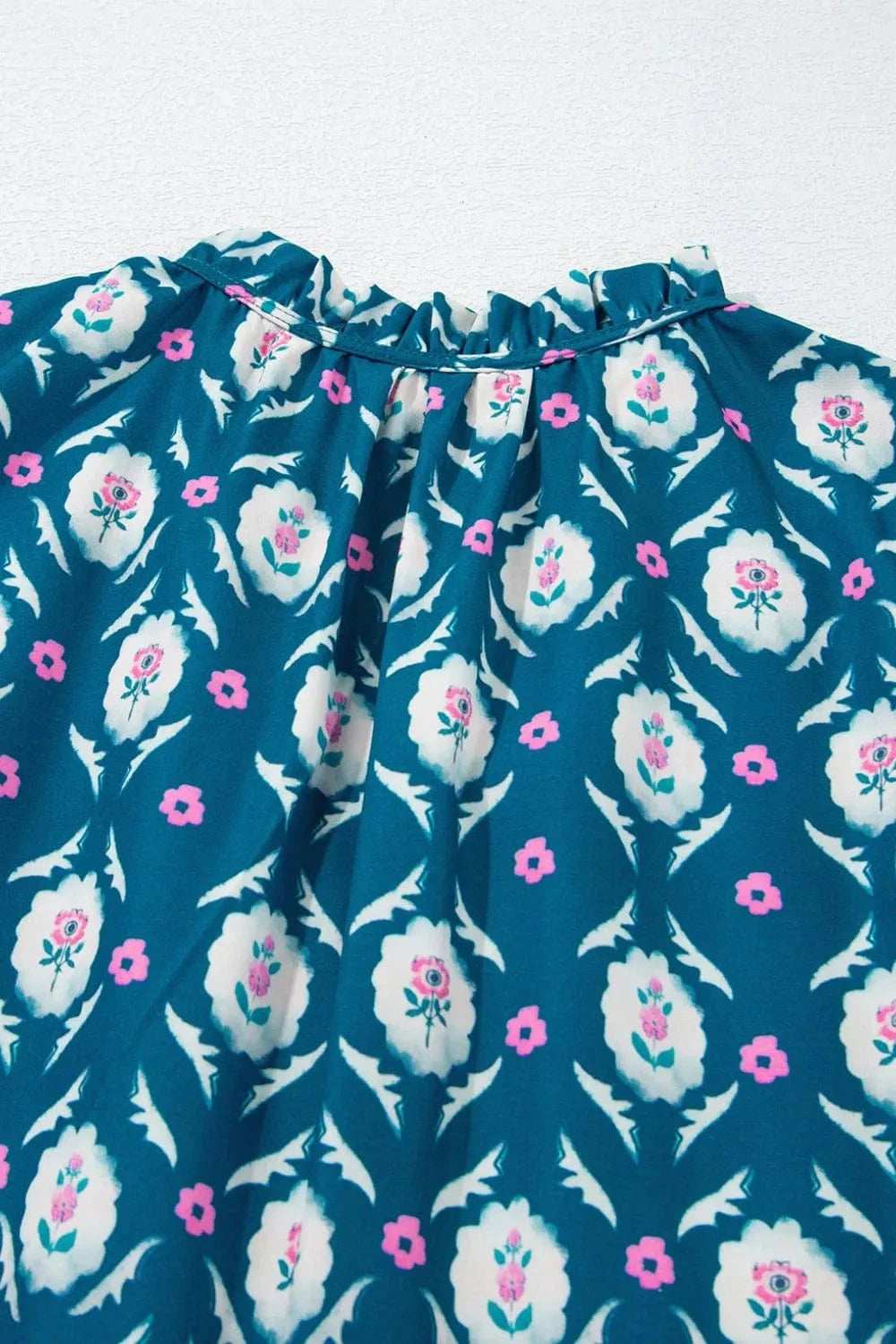 Printed Tie Neck Ruffled Cap Sleeve Dress - Trendsi - Flyclothing LLC