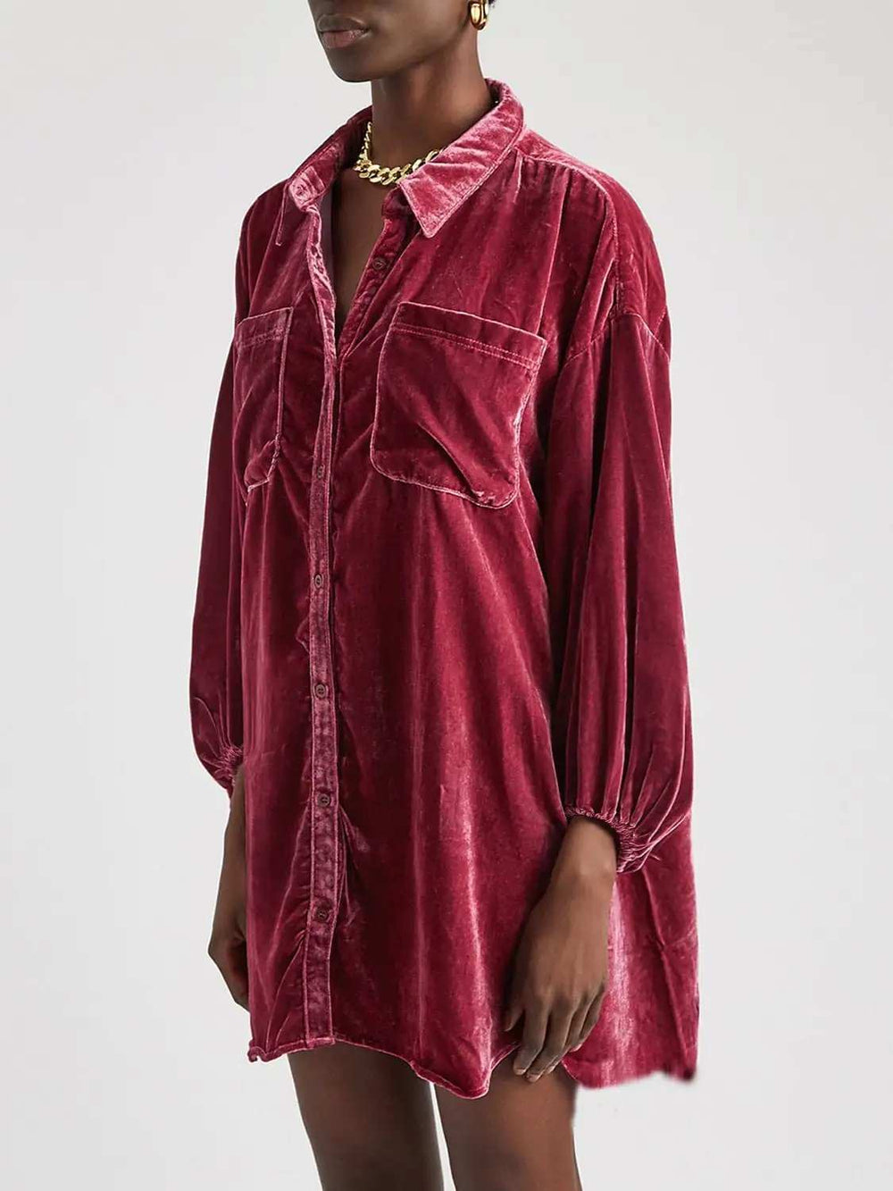 Collared Neck Button Down Long Sleeve Shirt - Trendsi - Flyclothing LLC