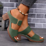 PU Leather Block Heel Sandals - Trendsi - Flyclothing LLC