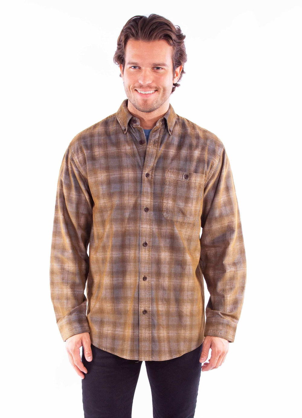 Scully Leather Mens Blue-Brown Flannel Shirt - Scully Leather - Flyclothing LLC