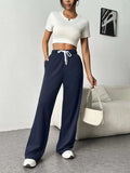 Drawstring Wide Leg Pants with Pockets - Trendsi - Flyclothing LLC