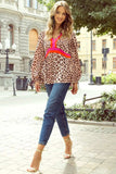 Leopard V-Neck Balloon Sleeve Blouse - Trendsi - Flyclothing LLC
