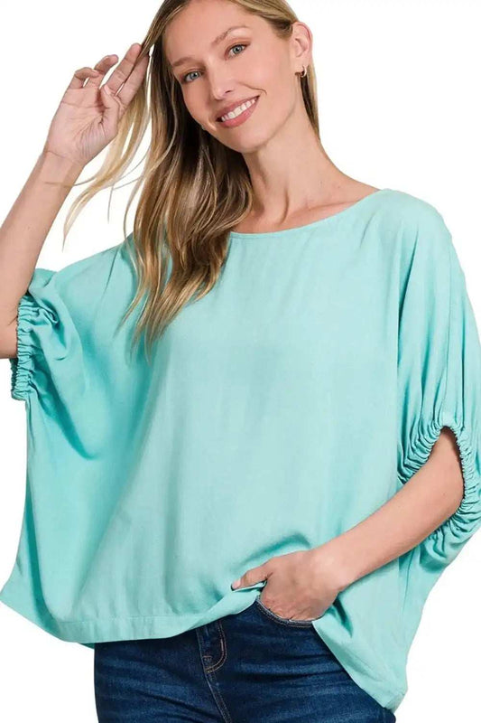 Zenana Woven Oversized Boxy Top - Trendsi - Flyclothing LLC