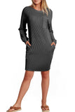 Striped Round Neck Long Sleeve Mini Dress - Trendsi - Flyclothing LLC