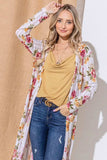 And The Why Floral Kimono Open Front Longline Cardigan - Trendsi - Flyclothing LLC