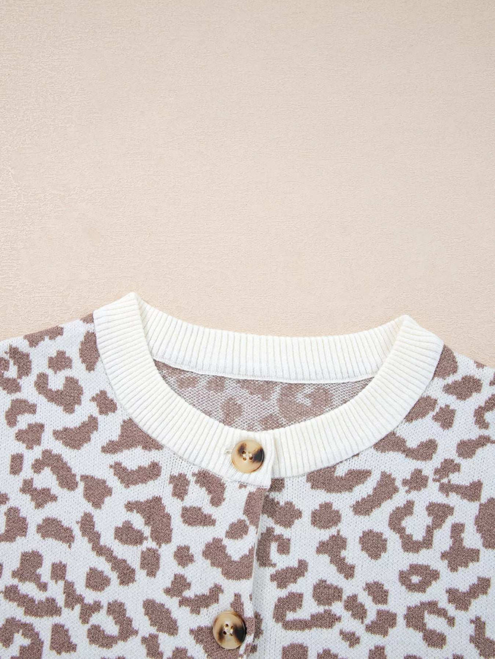 Leopard Drop Shoulder Chunky Knitted Cardigan - Trendsi - Flyclothing LLC
