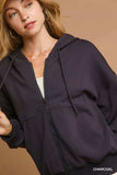 Umgee Zip-Up Fleece Hooded Jacket - Trendsi - Flyclothing LLC