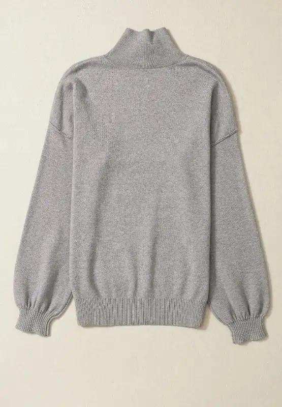 Mock Neck Dropped Shoulder Sweater - Trendsi - Flyclothing LLC