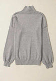 Mock Neck Dropped Shoulder Sweater - Trendsi - Flyclothing LLC