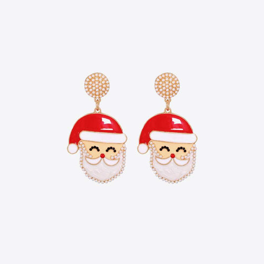 Rhinestone Alloy Santa Earrings - Trendsi - Flyclothing LLC