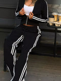 Striped Zip Up Top and Pants Set - Trendsi - Flyclothing LLC