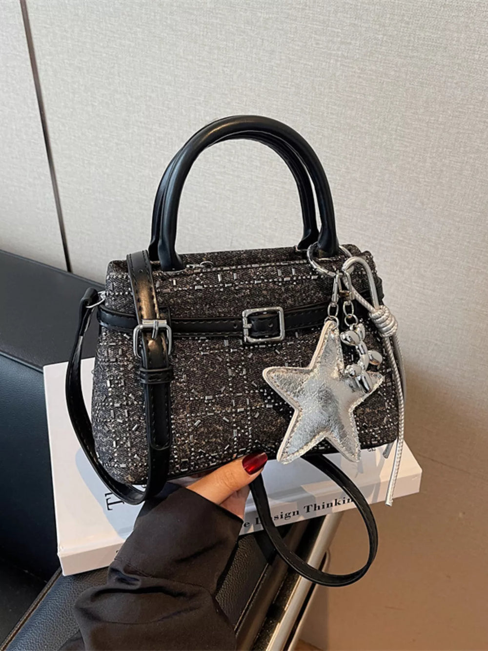 Texture Star Charm Crossbody Bag - Trendsi - Flyclothing LLC