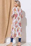 And The Why Floral Kimono Open Front Longline Cardigan - Trendsi - Flyclothing LLC