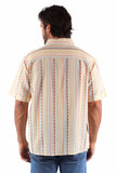 farthest point cream 100% cotton short sleeve diamond stripe shirt - Scully Leather - Flyclothing LLC