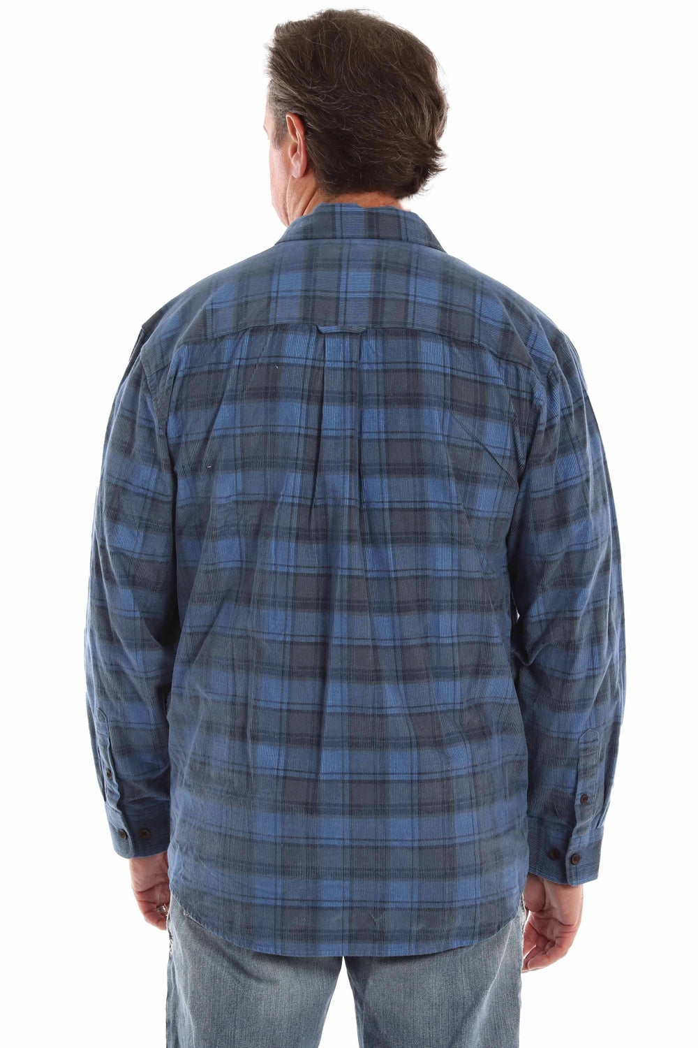 farthest point blue 100% cotton corduroy plaid shirt - Scully Leather - Flyclothing LLC