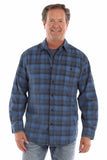farthest point blue 100% cotton corduroy plaid shirt - Scully Leather - Flyclothing LLC