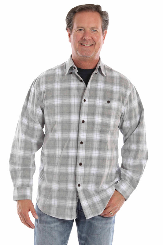 farthest point black-white 100% cotton corduroy plaid shirt - Scully Leather - Flyclothing LLC