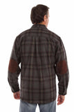 farthest point charcoal-burgundy 70% wool 30% rayon heavy weight wool blend flannel - Scully Leather - Flyclothing LLC