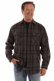 farthest point charcoal-burgundy 70% wool 30% rayon heavy weight wool blend flannel - Scully Leather - Flyclothing LLC