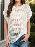 Openwork Round Neck Short Sleeve Cover-Up - Trendsi - Flyclothing LLC