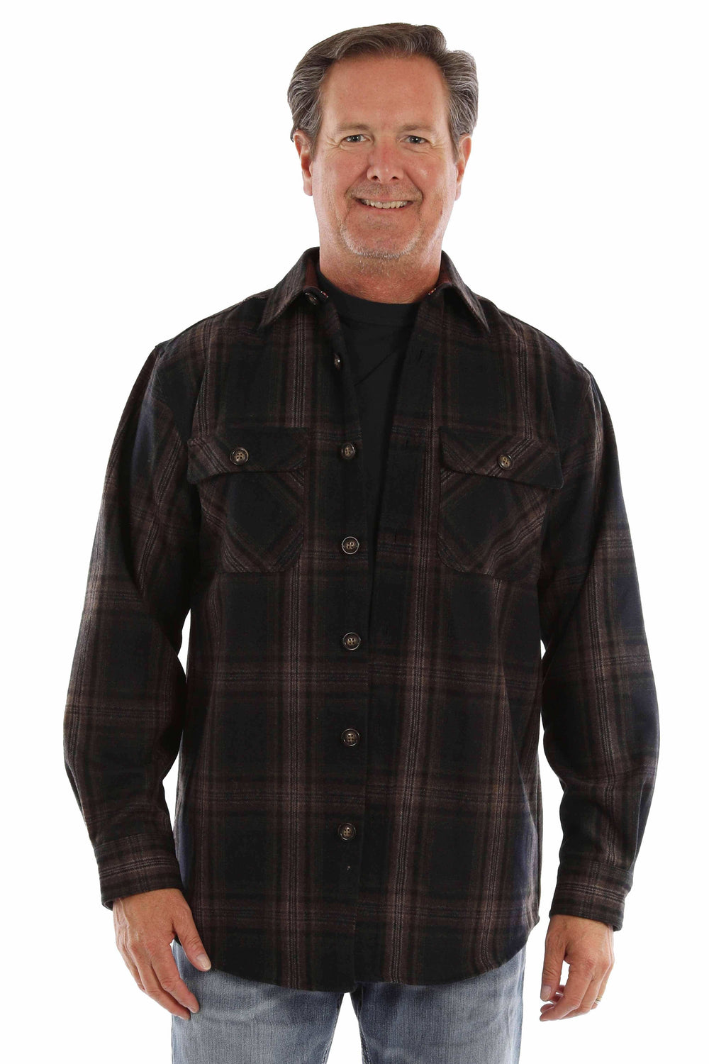 farthest point black-brown 70% wool 30% rayon heavy weight wool blend flannel - Scully Leather - Flyclothing LLC