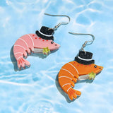 Whimsical Shrimp Earrings with Top Hats - Trendsi - Flyclothing LLC