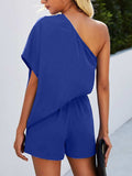 Single Shoulder Batwing Sleeve Romper - Trendsi - Flyclothing LLC