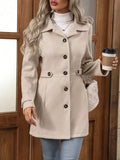 Button Up Long Sleeve Coat - Trendsi - Flyclothing LLC