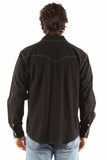 farthest point black 100% cotton l/s button front w/contrast stitch - Scully Leather - Flyclothing LLC