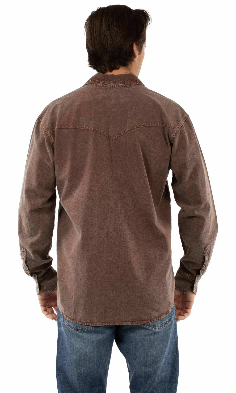 farthest point lt latte 100% cotton l/s button front w/contrast stitch - Scully Leather - Flyclothing LLC