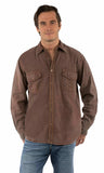 farthest point lt latte 100% cotton l/s button front w/contrast stitch - Scully Leather - Flyclothing LLC