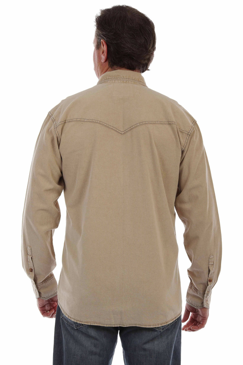 farthest point stone 100% cotton l/s button front w/contrast stitch - Scully Leather - Flyclothing LLC