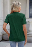 Notched Short Sleeve Top - Trendsi - Flyclothing LLC