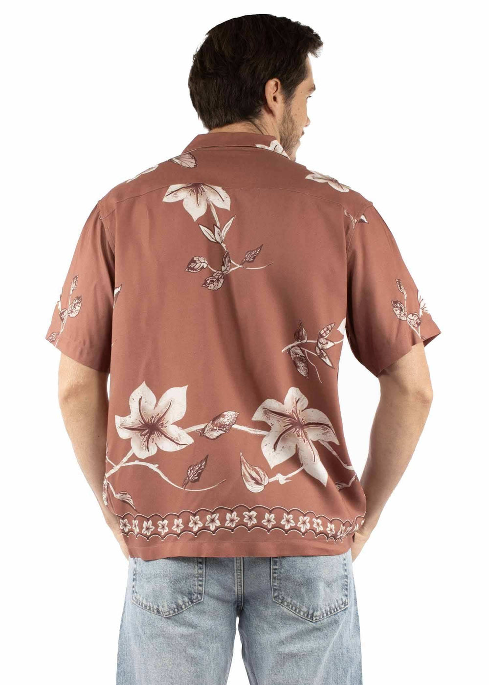 farthest point brown 100% viscose s/s hawaiin orchid shirt - Scully Leather - Flyclothing LLC