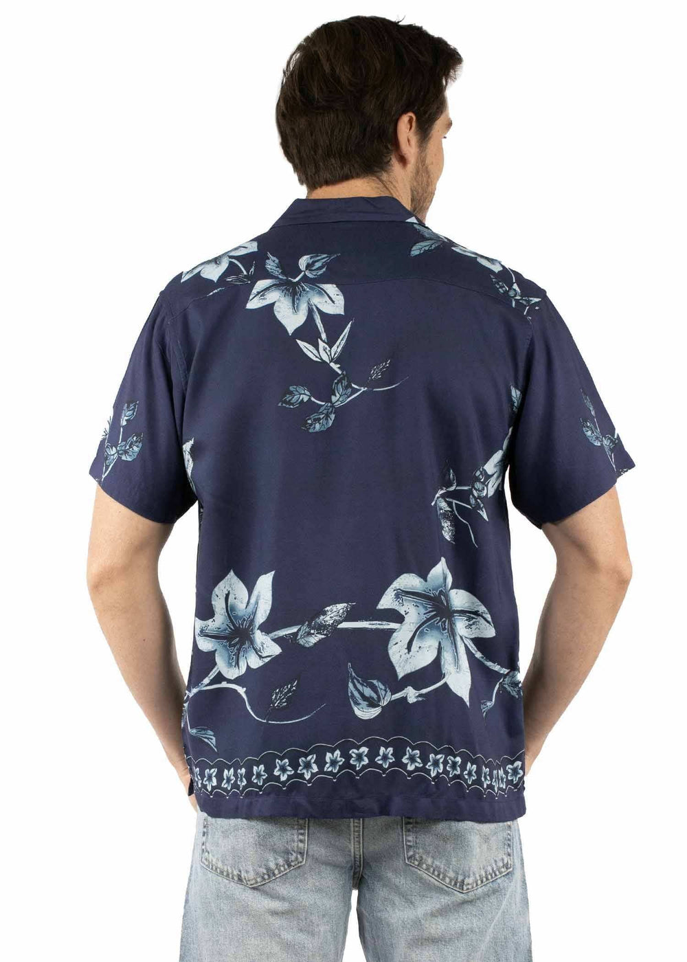 farthest point navy 100% viscose s/s hawaiin orchid shirt - Scully Leather - Flyclothing LLC