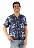 farthest point navy 100% viscose s/s hawaiin orchid shirt - Scully Leather - Flyclothing LLC