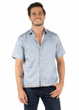 farthest point blue 100% cotton men's short sleeve shirt - Scully Leather - Flyclothing LLC